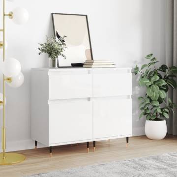 High Gloss White Sideboards - 2 pcs - Modern Storage Solution