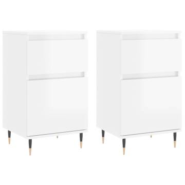 High Gloss White Sideboards - 2 pcs - Modern Storage Solution