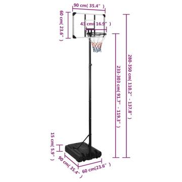 Adjustable Basketball Stand 280-350 cm - Durable Polycarbonate