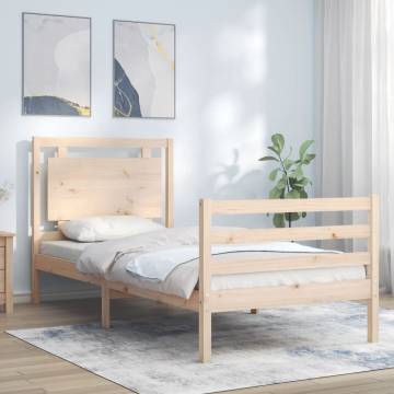 Solid Wood Bed Frame with Headboard - 100x200 cm