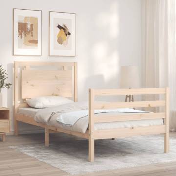 Solid Wood Bed Frame with Headboard - 100x200 cm