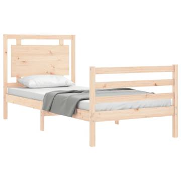 Solid Wood Bed Frame with Headboard - 100x200 cm