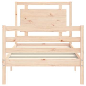 Solid Wood Bed Frame with Headboard - 100x200 cm