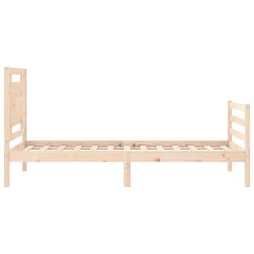 Solid Wood Bed Frame with Headboard - 100x200 cm