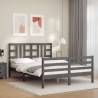 Bed Frame with Headboard Grey Double Solid Wood Colour grey Size 135 x 190 cm 