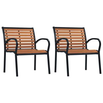 Stylish Garden Chairs Set - 2 pcs Steel & WPC Black/Brown