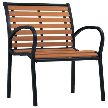 Stylish Garden Chairs Set - 2 pcs Steel & WPC Black/Brown