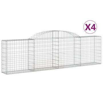 Arched Gabion Baskets - 4 pcs | Galvanised Iron Garden Barriers