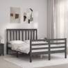 Bed Frame with Headboard Grey 140x190 cm Solid Wood Colour grey Size 140 x 190 cm 