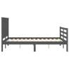 Grey Bed Frame with Headboard - Solid Wood 140x190 cm | HipoMarket