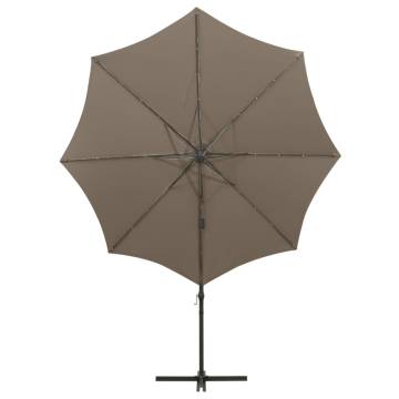 Cantilever Umbrella with LED Lights - Taupe 300 cm