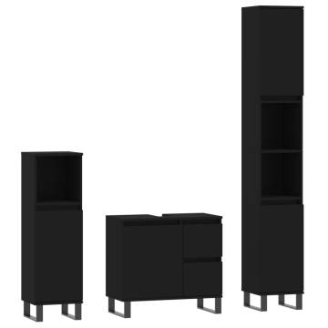 3 Piece Black Bathroom Furniture Set - Stylish & Durable