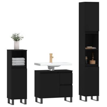 3 Piece Black Bathroom Furniture Set - Stylish & Durable