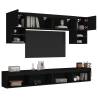 6 Piece TV Wall Units with LED Black Engineered Wood Colour black Quantity in Package 1 