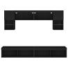 6 Piece TV Wall Units with LED - Black Engineered Wood