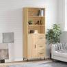 Highboard Sonoma Oak 69.5x34x180 cm Engineered Wood Colour sonoma oak Quantity in Package 1 Model 1 door 3 drawers 