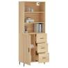 Stylish Highboard Sonoma Oak - 69.5x34x180 cm Engineered Wood