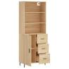 Stylish Highboard Sonoma Oak - 69.5x34x180 cm Engineered Wood