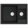 Black Granite Double Basin Kitchen Sink with Overflow Hole