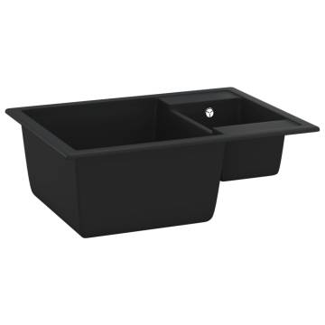 Black Granite Double Basin Kitchen Sink with Overflow Hole