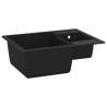 Black Granite Double Basin Kitchen Sink with Overflow Hole