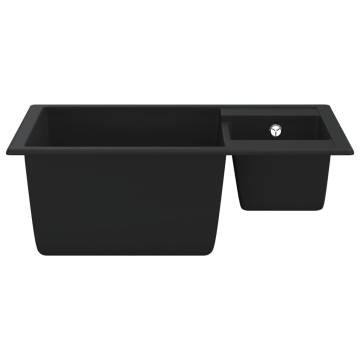 Black Granite Double Basin Kitchen Sink with Overflow Hole