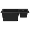 Black Granite Double Basin Kitchen Sink with Overflow Hole