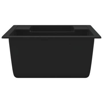 Black Granite Double Basin Kitchen Sink with Overflow Hole