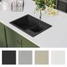 Black Granite Double Basin Kitchen Sink with Overflow Hole