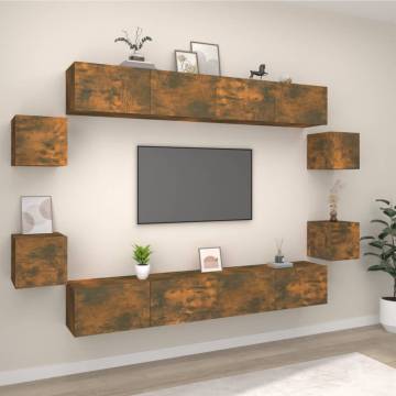 8 Piece Smoked Oak TV Cabinet Set | Stylish & Practical Storage