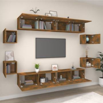 8 Piece Smoked Oak TV Cabinet Set | Stylish & Practical Storage