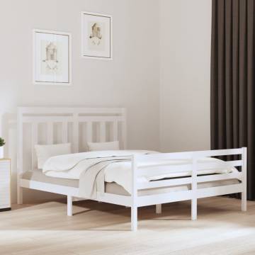 Stylish White Solid Wood Bed Frame 160x200 cm | Hipomarket