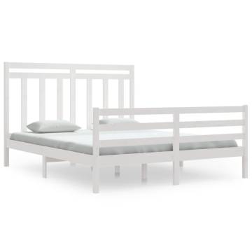 Stylish White Solid Wood Bed Frame 160x200 cm | Hipomarket