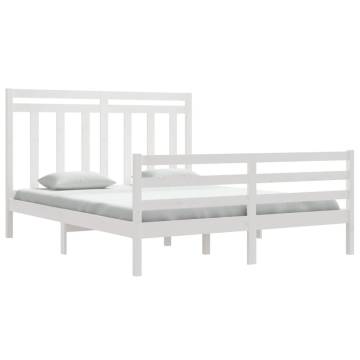 Stylish White Solid Wood Bed Frame 160x200 cm | Hipomarket