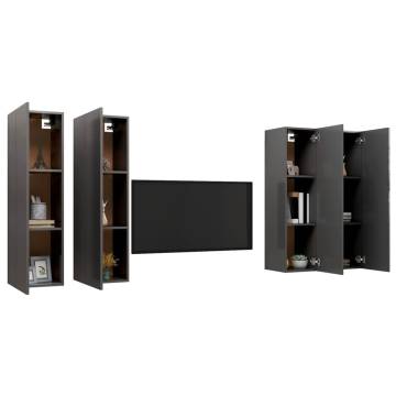 Stylish Grey TV Cabinets Set - 4 pcs | Engineered Wood