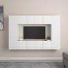 Stylish 8 Piece TV Cabinet Set in White - Engineered Wood