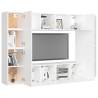 Stylish 8 Piece TV Cabinet Set in White - Engineered Wood