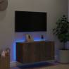 TV Wall Cabinet with LED Lights - Smoked Oak | HipoMarket