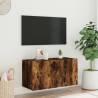 TV Wall Cabinet with LED Lights - Smoked Oak | HipoMarket