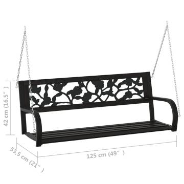 Garden Swing Bench 125cm - Durable Steel & Plastic Black