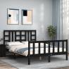 Bed Frame with Headboard Black 160x200 cm Solid Wood Colour black Size 160 x 200 cm 