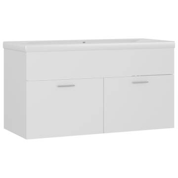 Stylish Sink Cabinet with Built-in Basin - White Engineered Wood