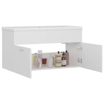 Stylish Sink Cabinet with Built-in Basin - White Engineered Wood