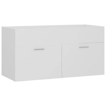 Stylish Sink Cabinet with Built-in Basin - White Engineered Wood