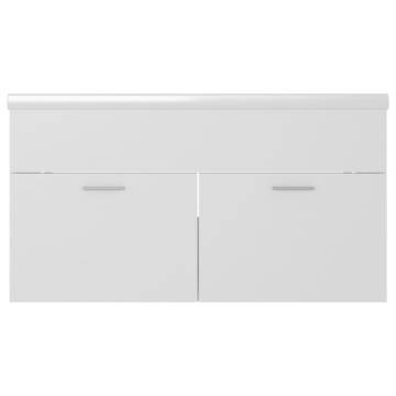 Stylish Sink Cabinet with Built-in Basin - White Engineered Wood