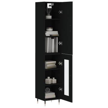 Stylish Highboard Black - Engineered Wood 34.5x34x180 cm