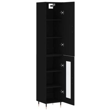 Stylish Highboard Black - Engineered Wood 34.5x34x180 cm