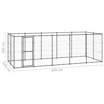 Outdoor Dog Kennel Steel 12.1 m² - Durable & Spacious