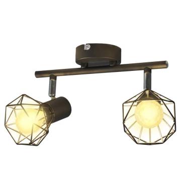 Black Industrial Wire Frame Spot Light with 2 LED Bulbs