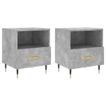 Stylish Concrete Grey Bedside Cabinets - 2 Pcs | HipoMarket